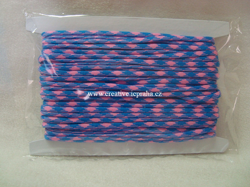 paracord 4mm růžová+modrá 1m